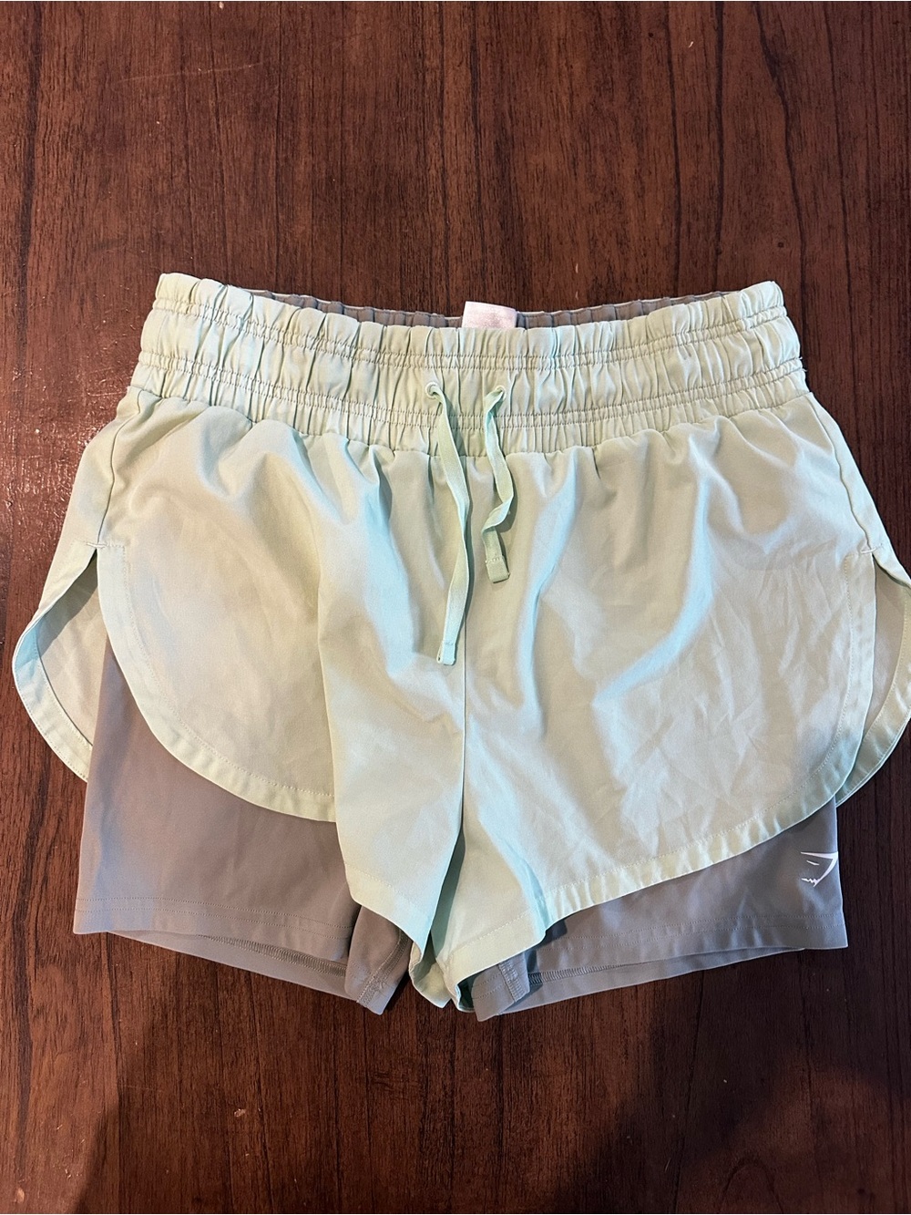 Gymshark Women’s Medium 2-in-1 Running Shorts Mint Gray Lined Training